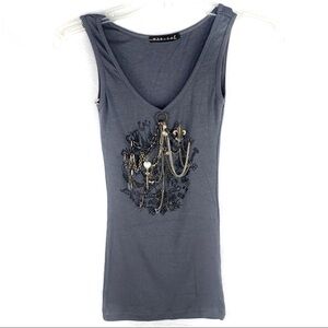 NEW-MARISA K Multi Chains/Charms/Printed Tank Top